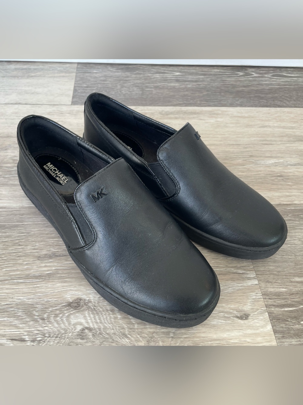 Michael Kors Black Leather Slip-ons EUC